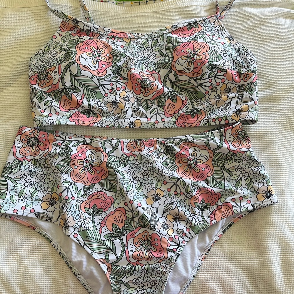 Floral High-Waisted Bikini Set